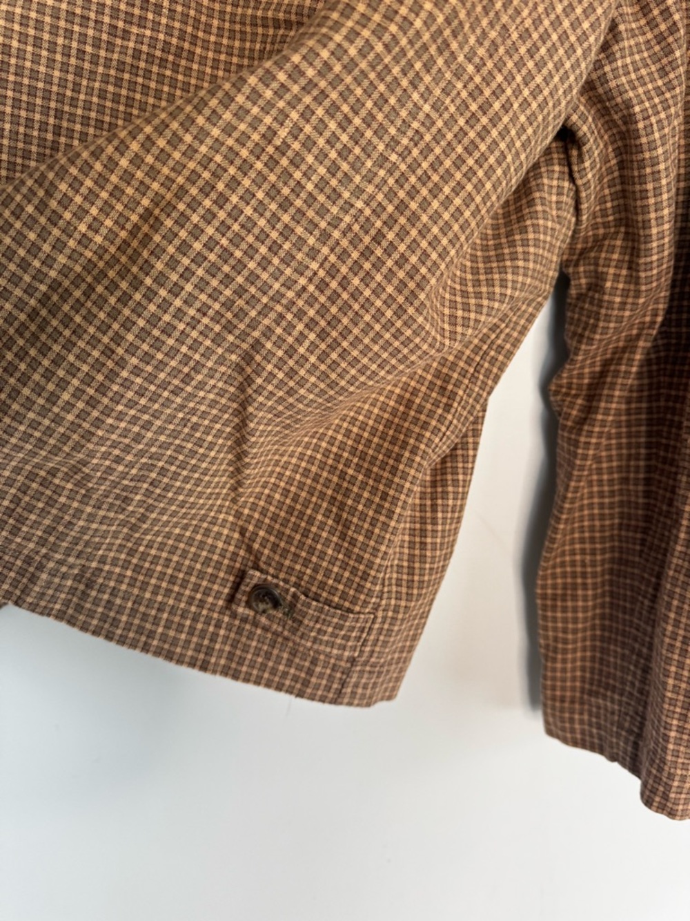Vintage Jones New York Brown Linen Cotton Blend Windowpane Button-Front Jacket - Picture 6 of 6
